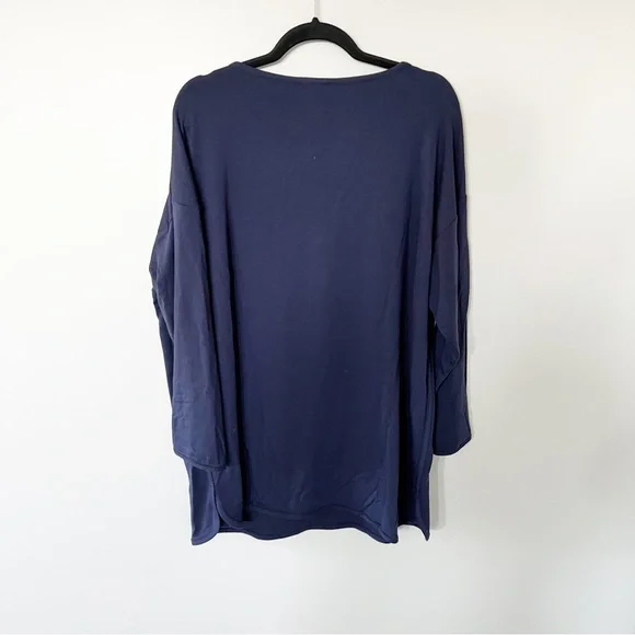 Eileen Fisher tencel terry midnight bateau nk top blue women’s X-Large NWT - Picture 2 of 8